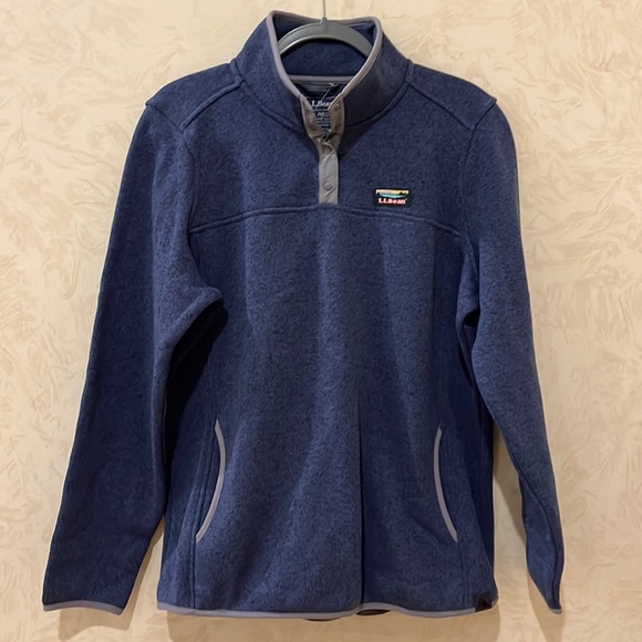 L.L. Bean Tops - LL Bean Blue Sweater Fleece Quarter Button Pullover Size XL